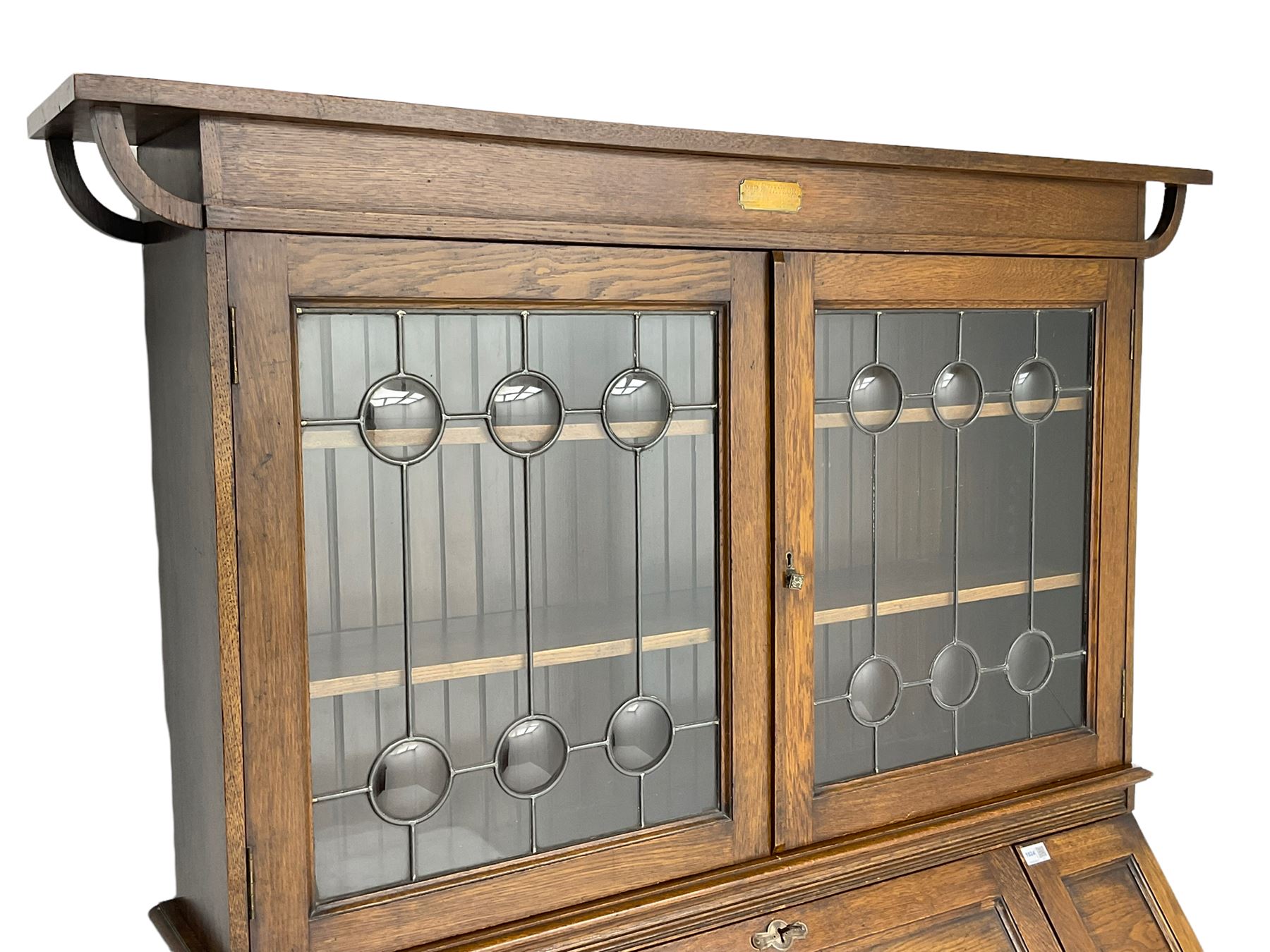 The Britisher Desk - early 20th century oak bureau cabinet - Image 4 of 4