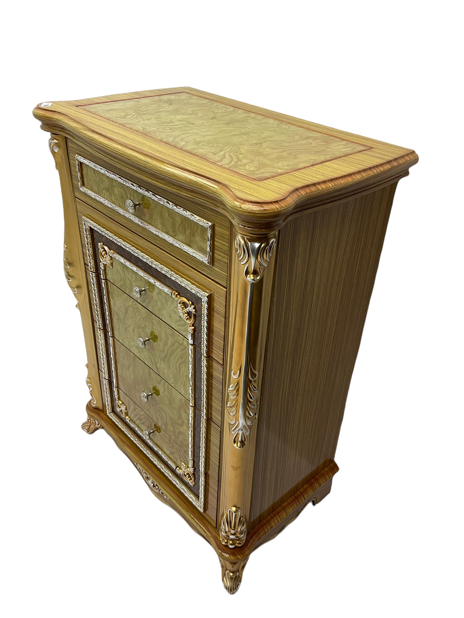 Rococo style wood finish chest - Image 5 of 7