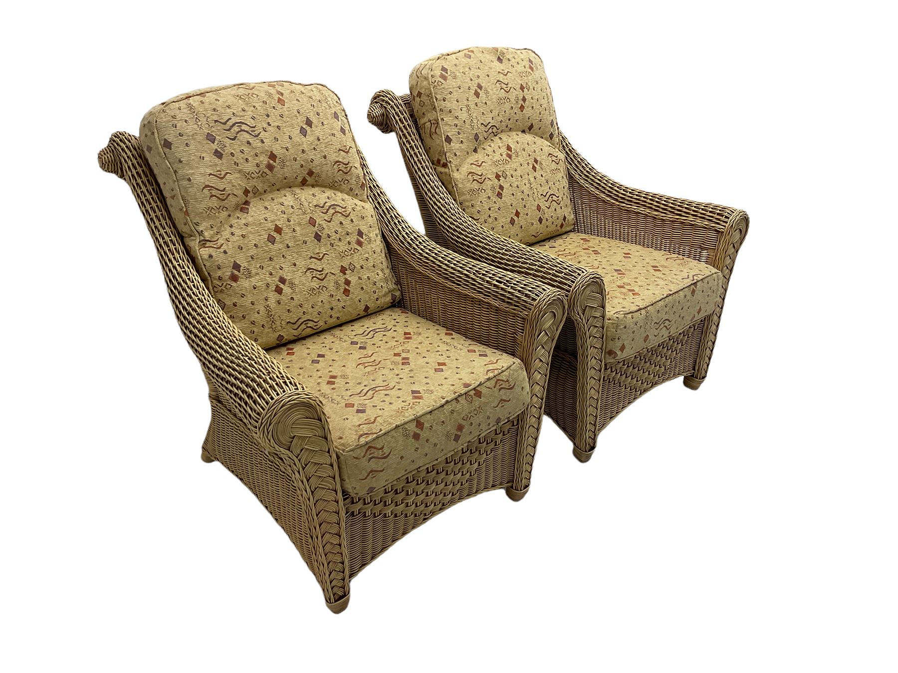 Four piece cane conservatory suite - two seat sofa (W130cm) - Image 12 of 16