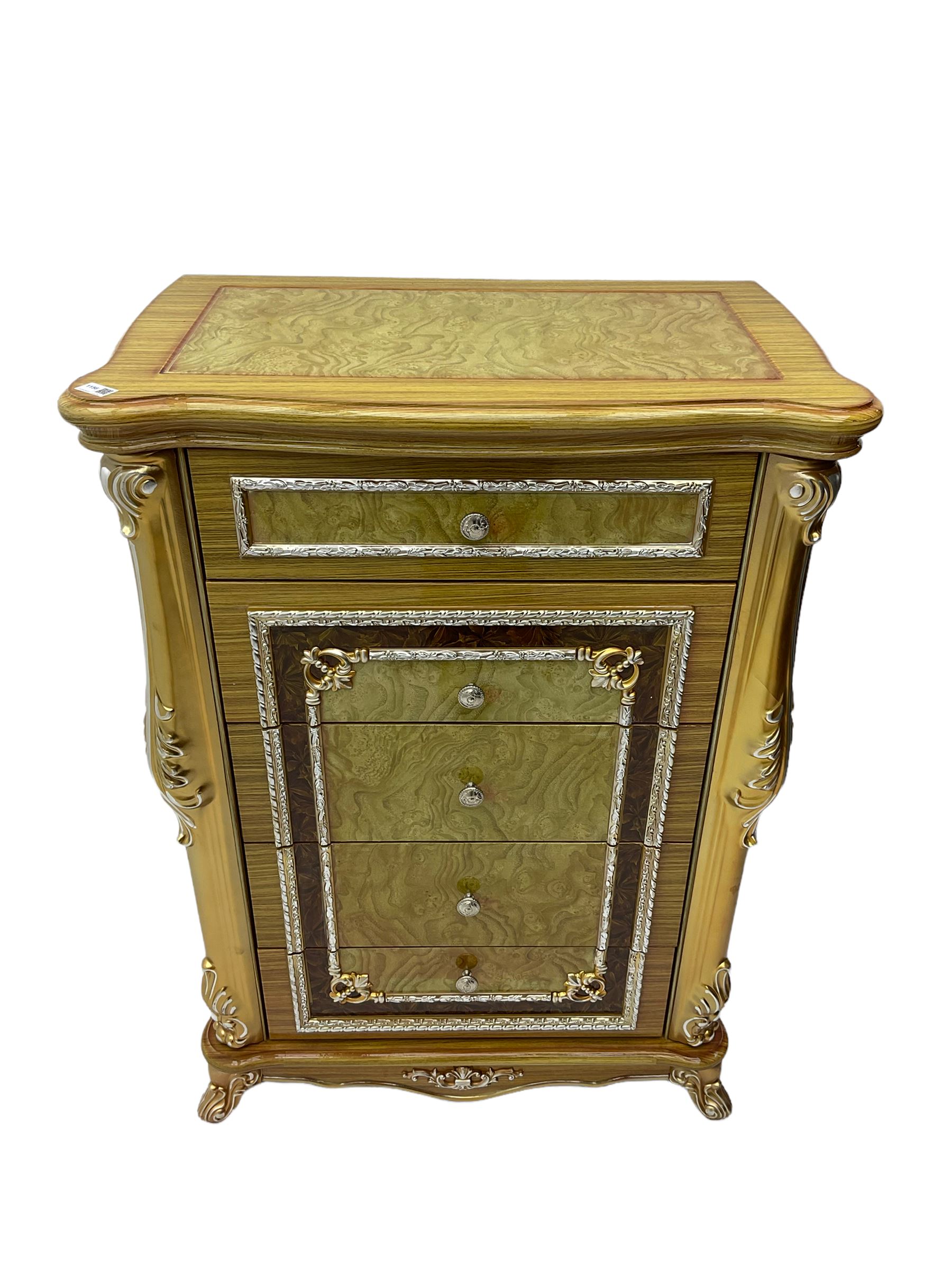 Rococo style wood finish chest - Image 7 of 7