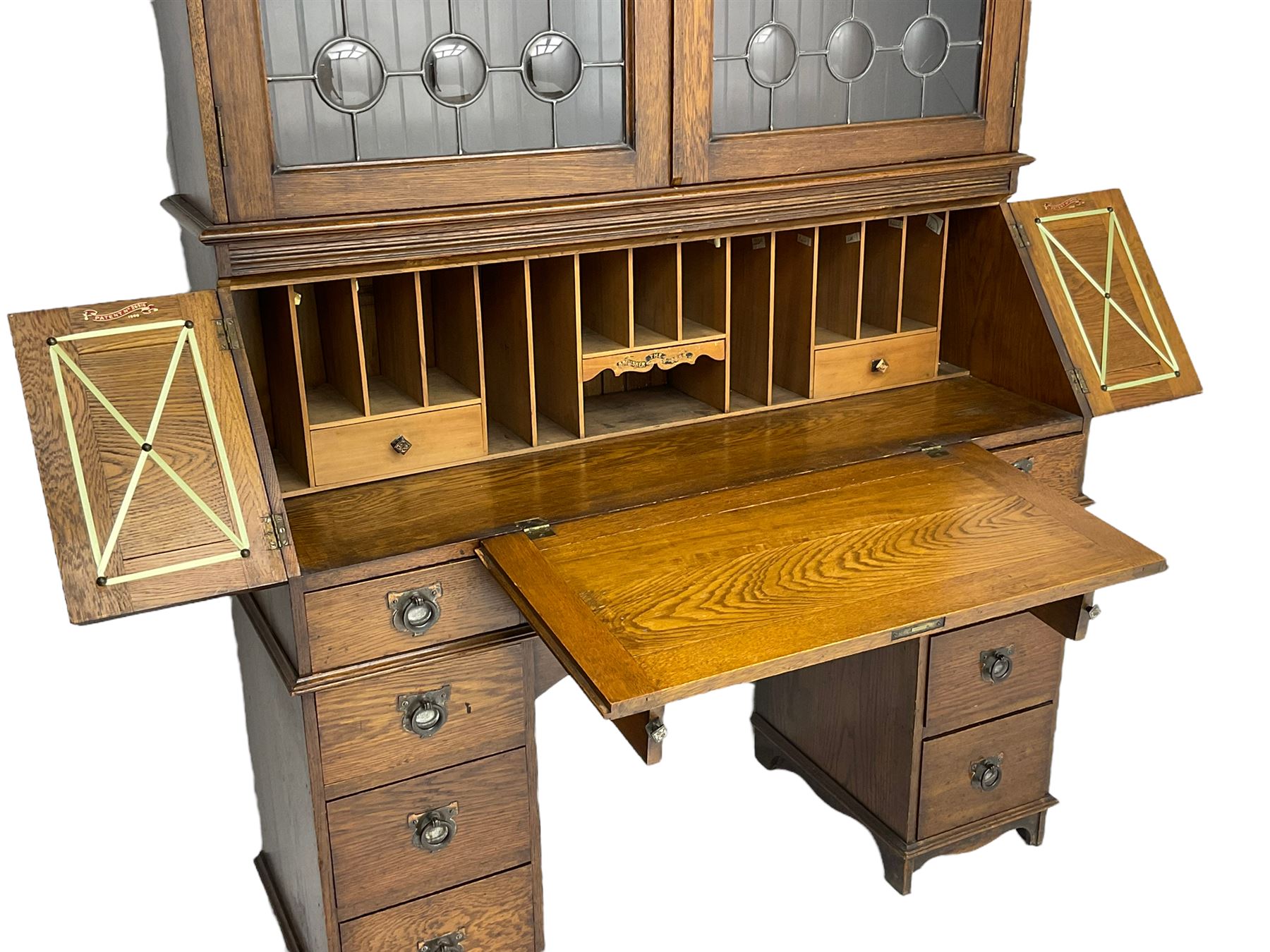 The Britisher Desk - early 20th century oak bureau cabinet - Image 2 of 4