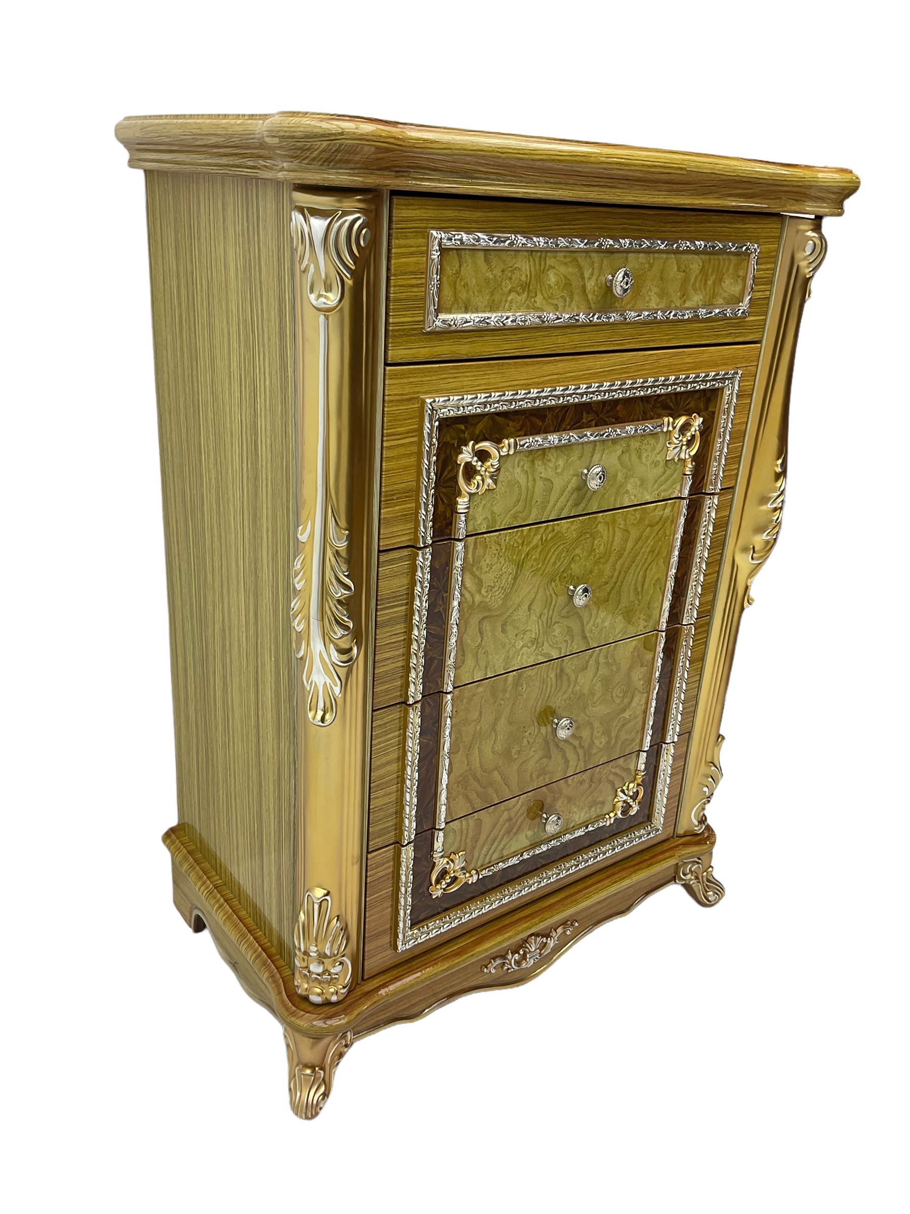 Rococo style wood finish chest - Image 6 of 7