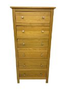 Light oak six drawer chest