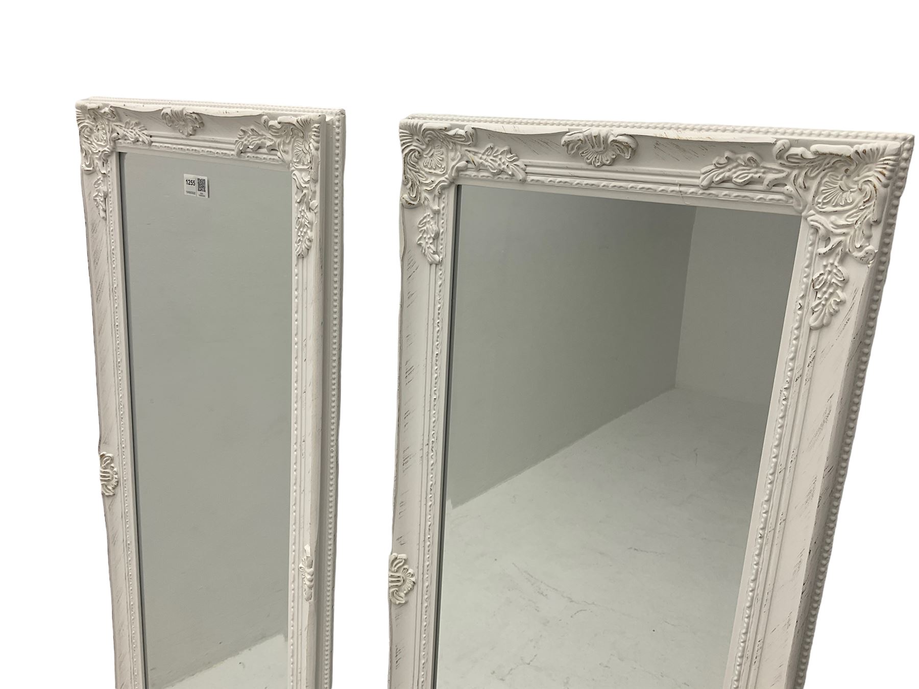 Pair of classical white painted rectangular wall mirror - Image 2 of 3