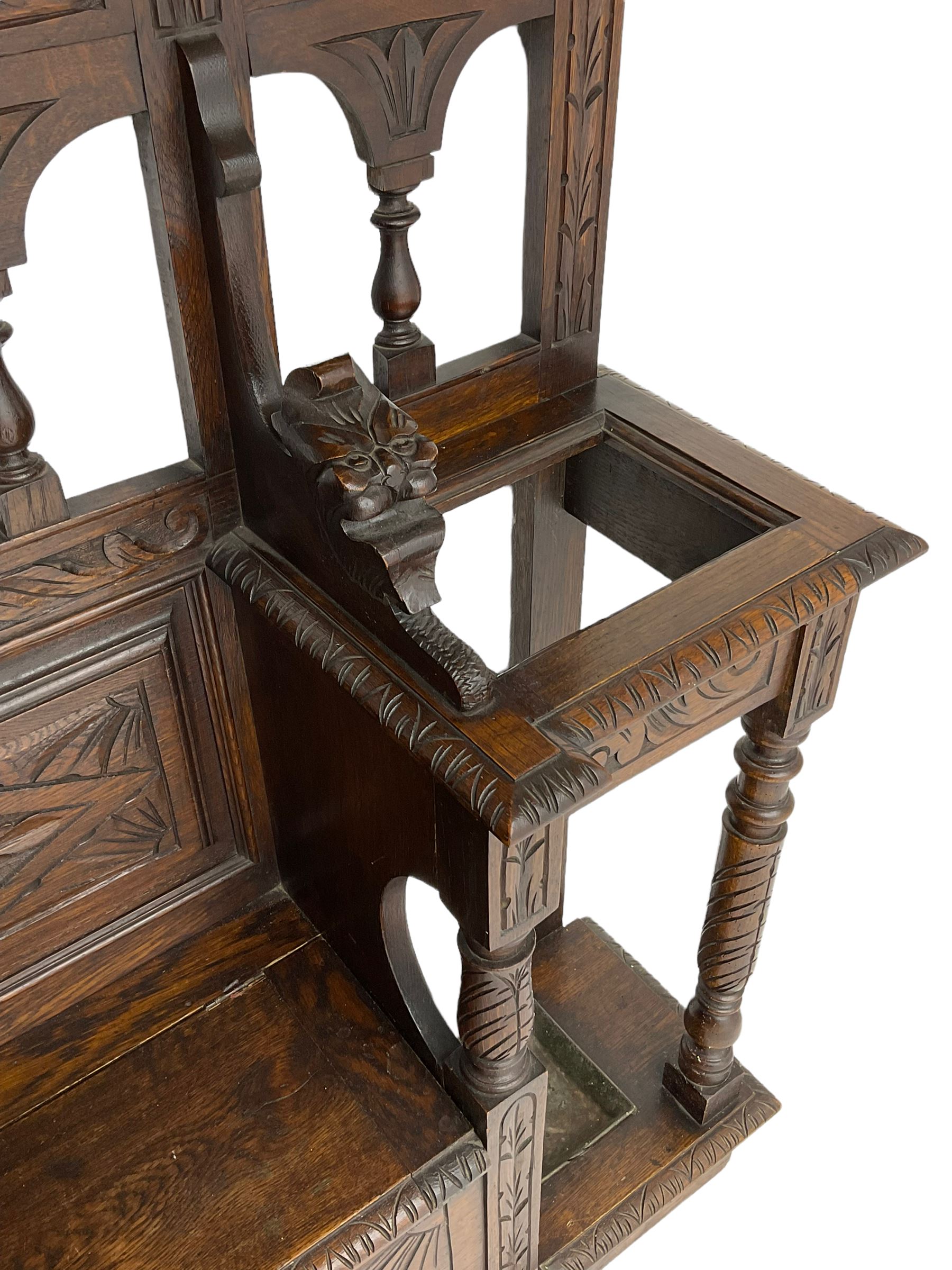 Victorian heavily carved oak hall-stand - Image 3 of 7