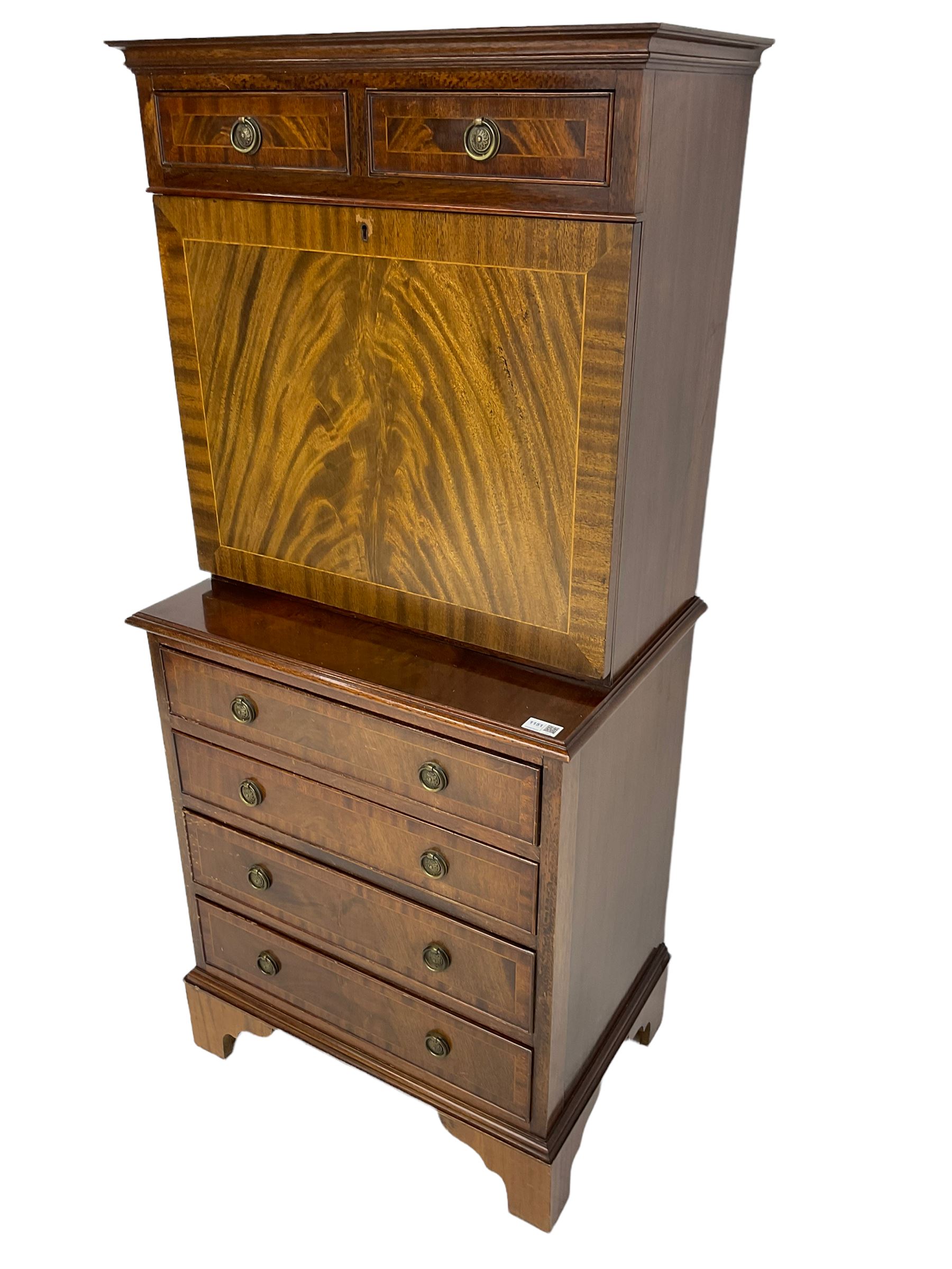 Shaw of London - mahogany secretaire chest - Image 8 of 8