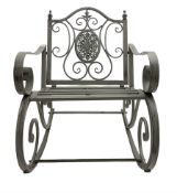 Wrought metal rocking garden armchair