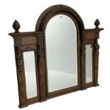 Late 19th century carved oak overmantle mirror