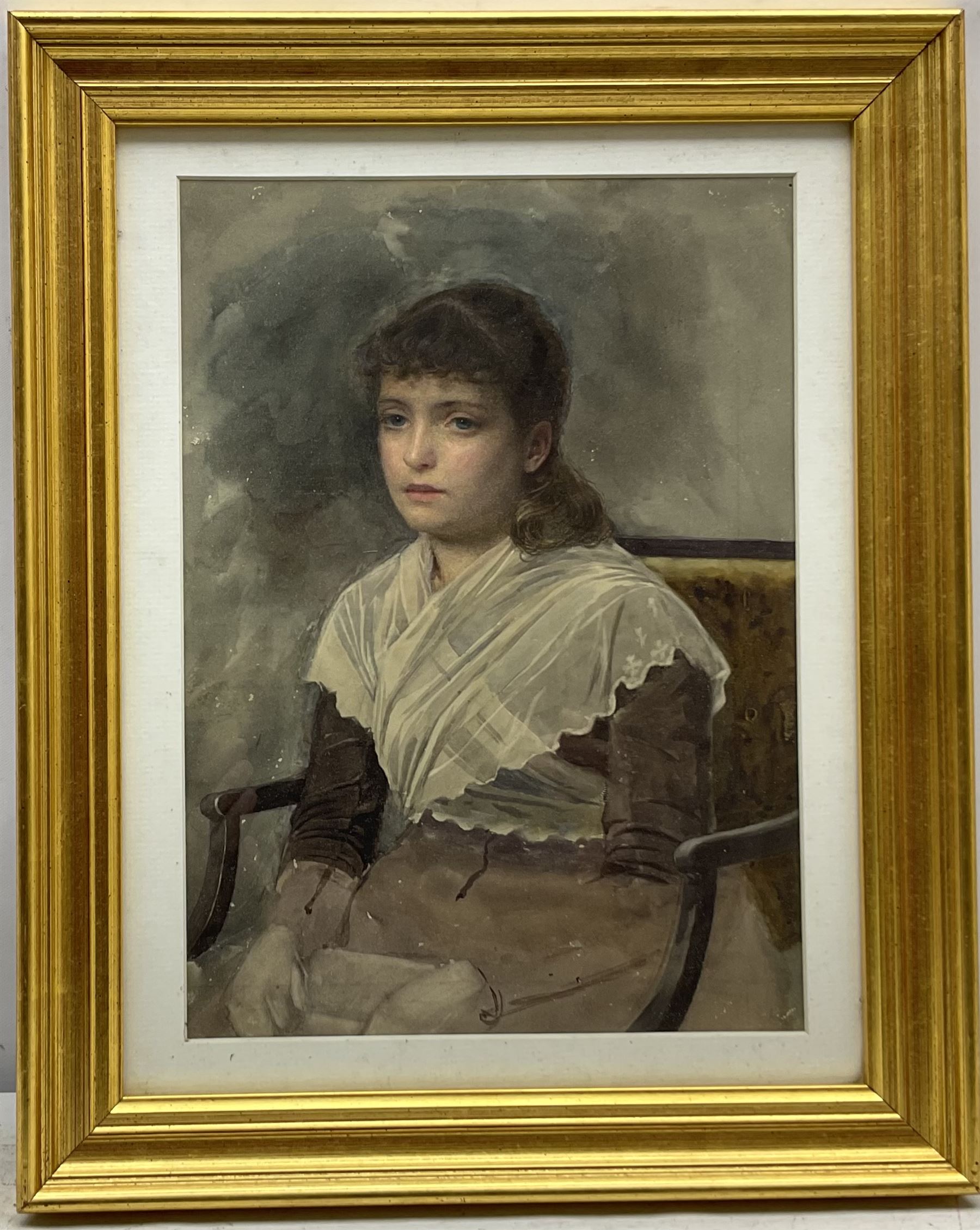 English School (19th/20th century): Portrait of a Young Girl - Image 2 of 3