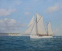 Walter Goodin (British 1907-1992): Sailing Yacht off Flamborough