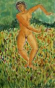 Sergie Luppov (Russian 1893-1977): Female Nude dancing in the Fields