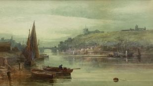 Miss M Freeman Kempson (Scottish exh.1880-1911): Fishing Boats in the Upper Harbour Whitby