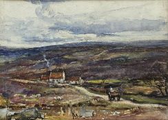 Rowland Henry Hill (Staithes Group 1873-1952): Horse Drawn Cart on a North Yorkshire Moorland Track