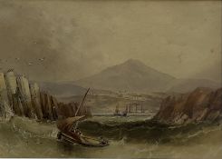 Henry Barlow Carter (British 1804-1868): Fishing Boat with Port in the Distance