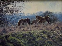 Stephen Hawkins (British 1964-): 'Ponies in the Downs'