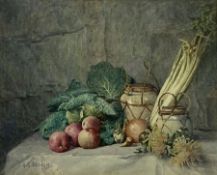 Albert George Stevens (Staithes Group 1863-1925): Still Life of Vegetables