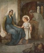 John Lawson (Scottish 1838-?): Mary and Jesus as a Boy with Joseph Working