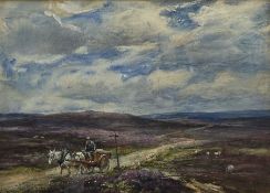 Rowland Henry Hill (Staithes Group 1873-1952): Moorland Cross Roads above Lealholm with Horse and Ca