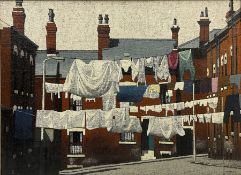 Stuart Walton (Northern British 1933-): Washing Day - Terraced Street Leeds