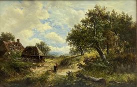 Joseph Thors (British 1835-1920): Farmstead in Wooded Landscape