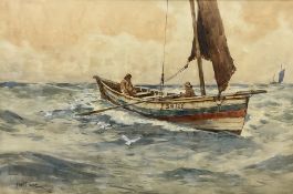 Ernest Dade (Staithes Group 1864-1934): Scarborough Coble SH120 in Open Seas