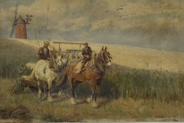 Francisco (Frank) J Torrome (British exh.1890-1908): Harvest Time - Working Horses with a Binder