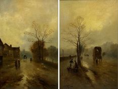 James Walter Gozzard (British 1888-1950): Autumnal Evening Street scenes