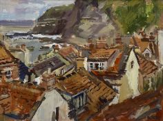 Barry E Carter (Northern British Contemporary): 'Staithes Rooftops'