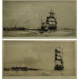 Frank Henry Mason (Staithes Group 1875-1965): 'Catspaws off the Land' and 'Parting with the Tug'