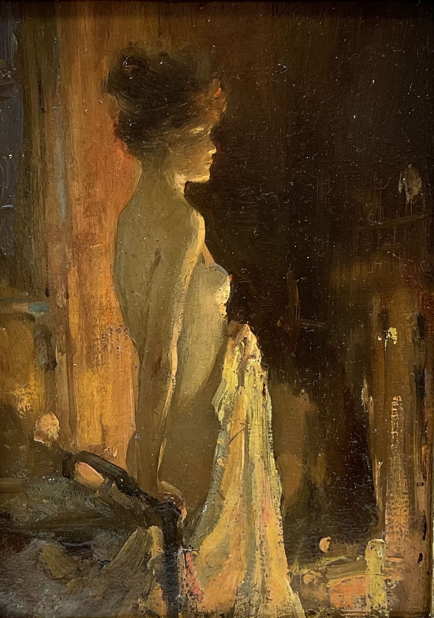 Allan Douglas Davidson (British 1873-1932): Female Nude by Firelight