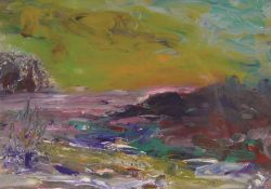 Graham Kingsley Brown (British 1932-2011): Abstract Landscape at Sunset