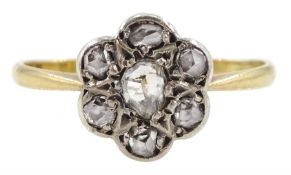 Victorian 18ct gold rose cut diamond flower head cluster ring