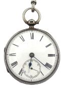 Victorian silver open face fusee lever pocket watch by Adam Burdess