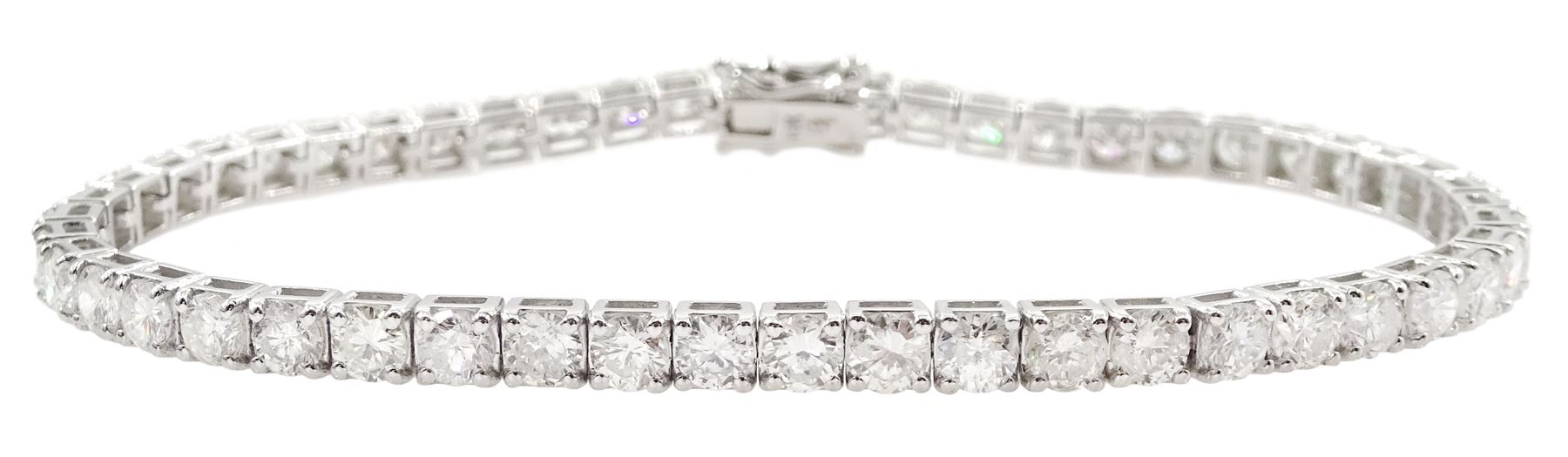 18ct white gold round brilliant cut diamond line bracelet