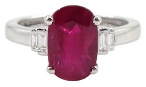 18ct white gold oval Burmese ruby ring