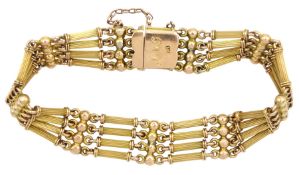 Early 20th century 15ct gold bead and bar bracelet