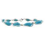 Silver turquoise crossover link bracelet