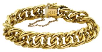 18ct gold rope twist and polished curb link bracelet
