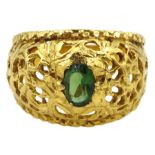 21ct gold single green paste stone set ring