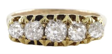 Early 20th century gold graduating five stone old cut diamond ring