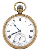 Early 20th century 9ct gold open face keyless lever presentation pocket watch