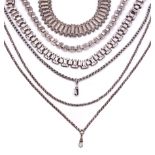 Victorian silver jewellery including collar necklace with engraved foliate decoration