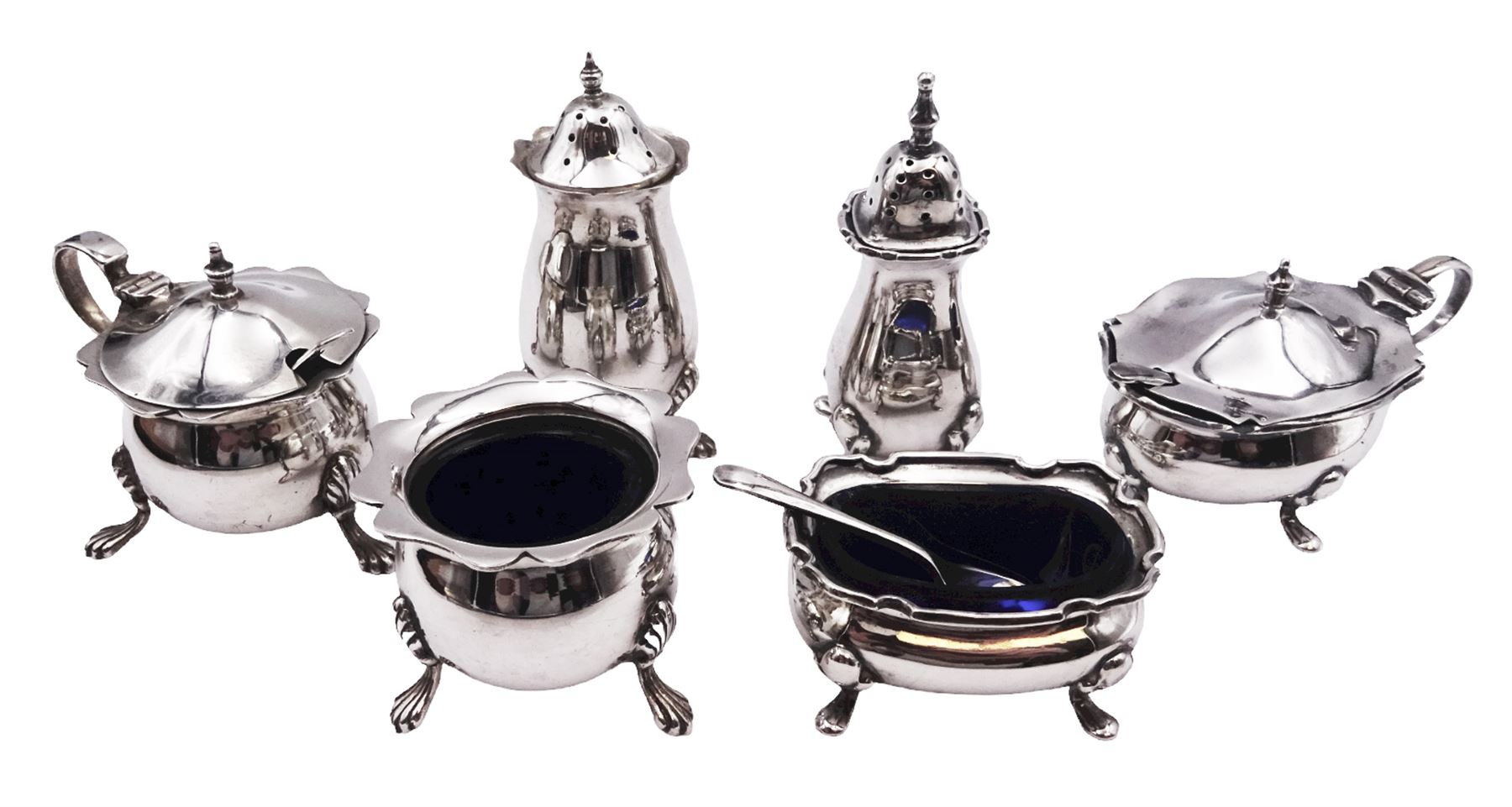 Early 20th century silver three piece cruet set