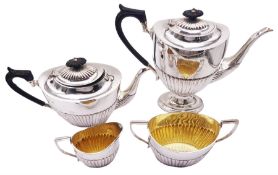 Late Victorian silver four piece tea service