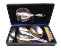 Early 20th century silver mounted five piece dressing table set