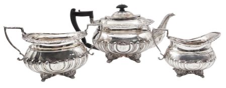 Edwardian three piece silver tea service
