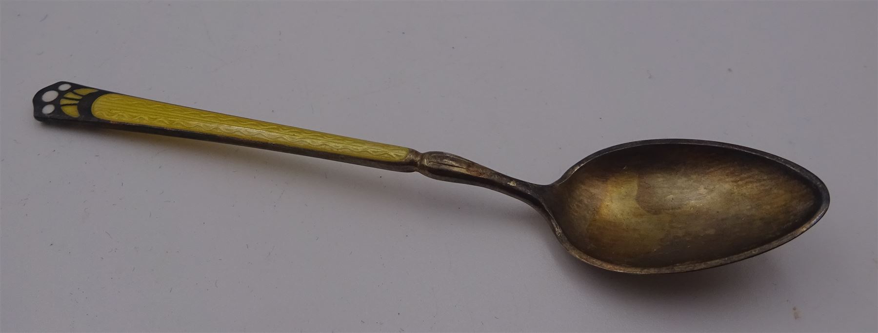 Set of six early 20th century Norwegian silver gilt and enamel coffee spoons - Image 2 of 4