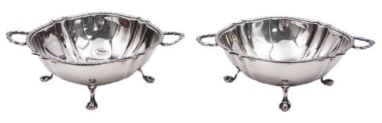 Pair of small 1920's silver footed bowls