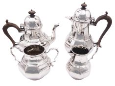 Four piece 20th century silver tea service