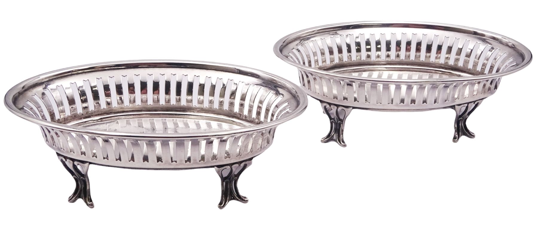 Pair of Edwardian silver bon bon dishes